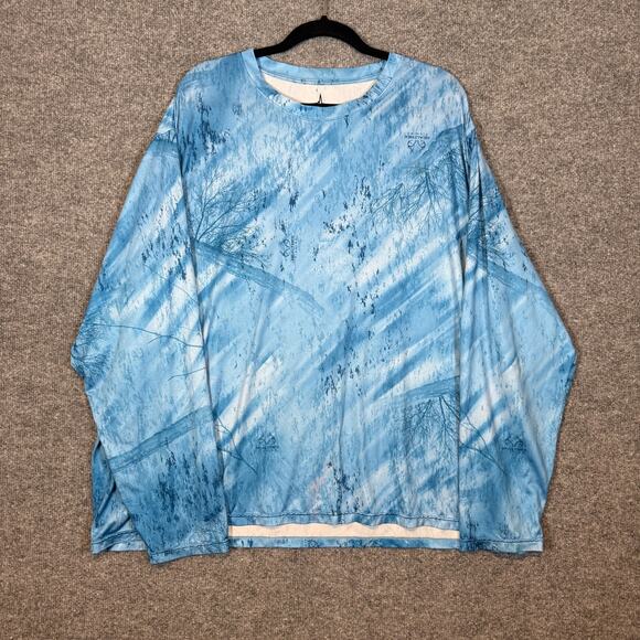 Habit Shirt Mens 2XL Blue UPF 40 Blue Water Long Slv Pullover Realtree Fishing - Picture 1 of 10